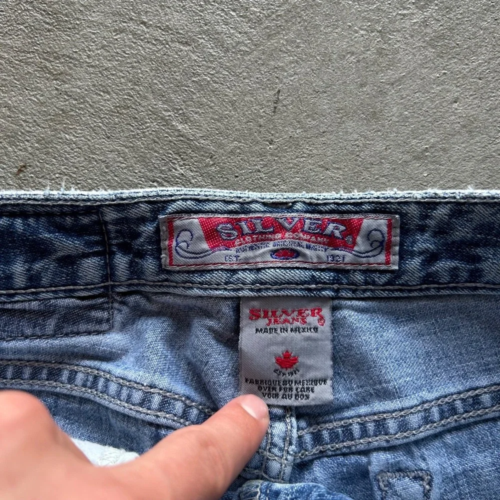 Vintage Silver Bootcut Jeans Womens 28x30 Blue Faded Wash Denim Button Fly Flare